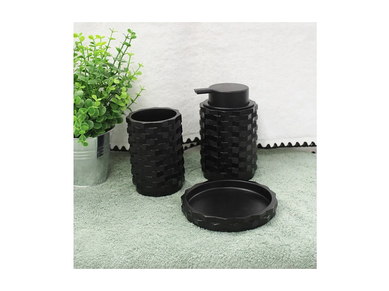 Set 3 accessoires salle de bain noir - WENDY