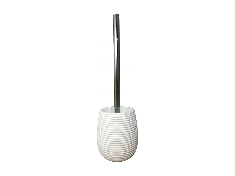 Brosse de toilette ronde blanche et tige en métal - LANA