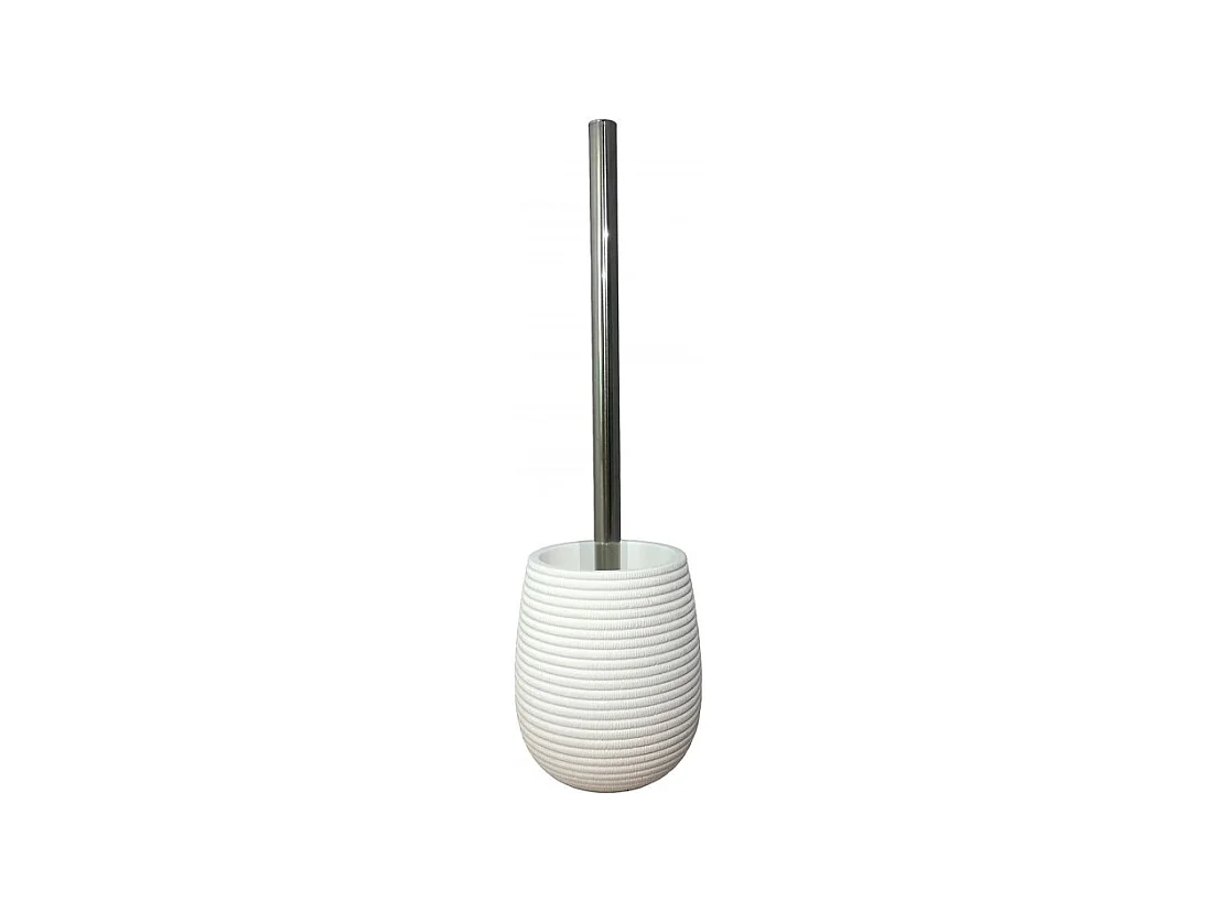 Brosse de toilette ronde blanche et tige en métal - LANA