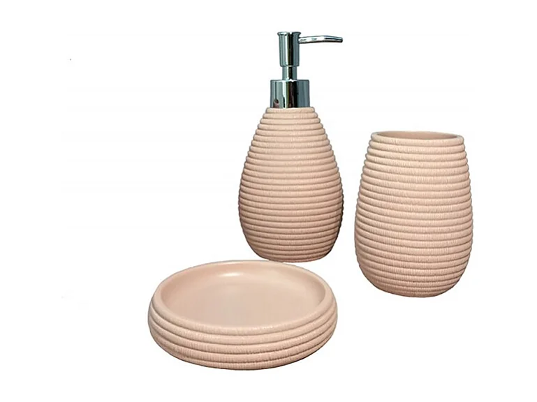 Set 3 accessoires salle de bain rose - SARA