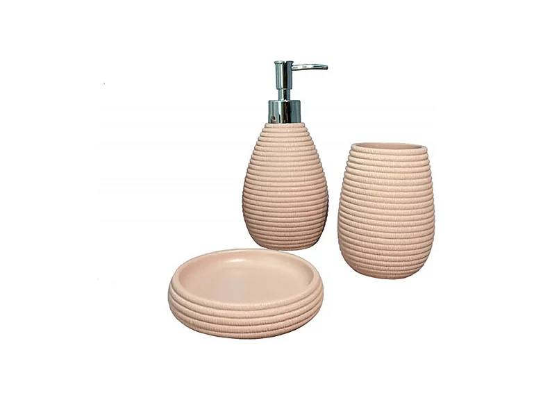 Set 3 accessoires salle de bain rose - SARA