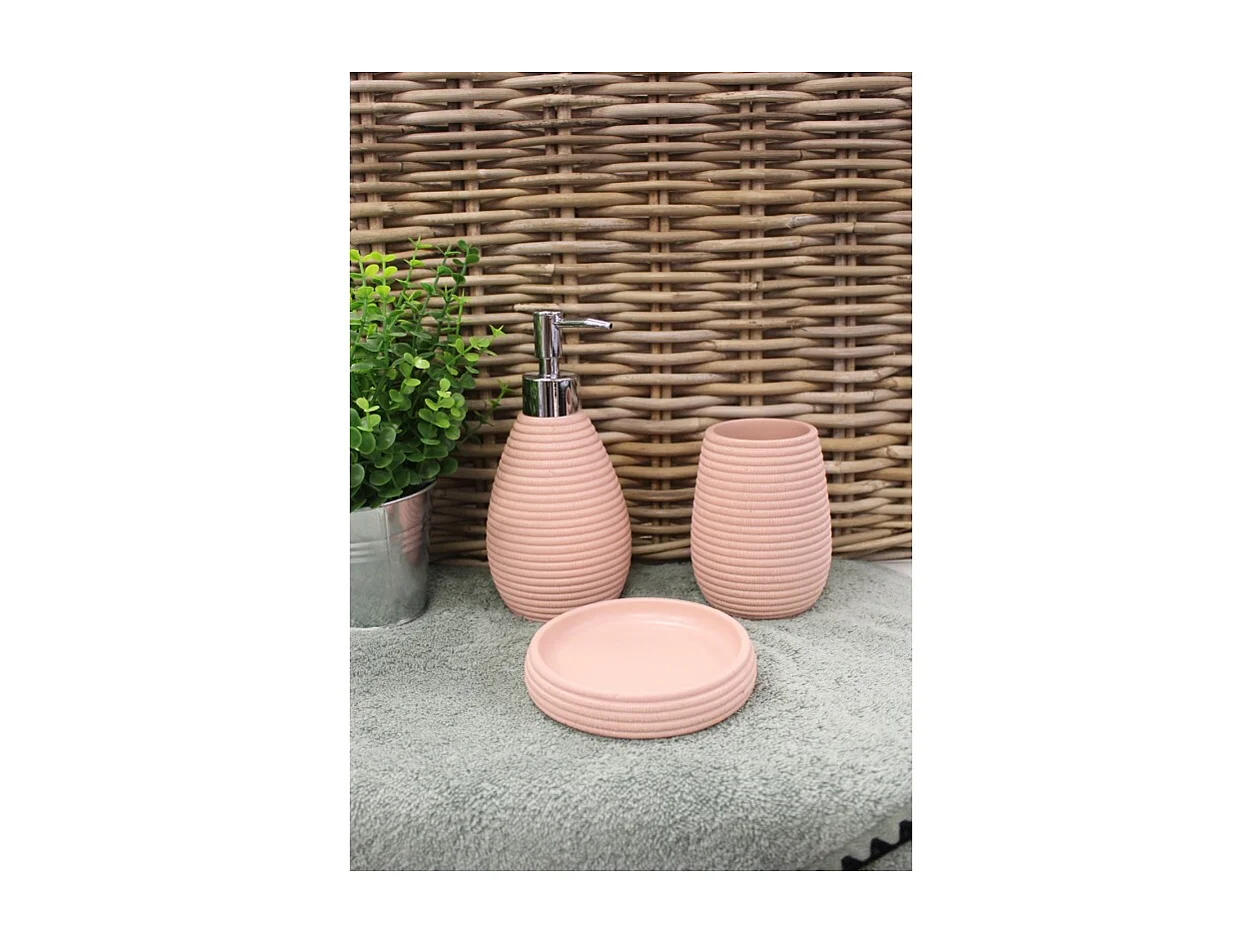 Set 3 accessoires salle de bain rose - SARA