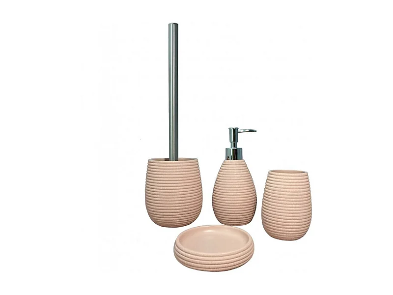 Set 4 accessoires salle de bain rose - SARA