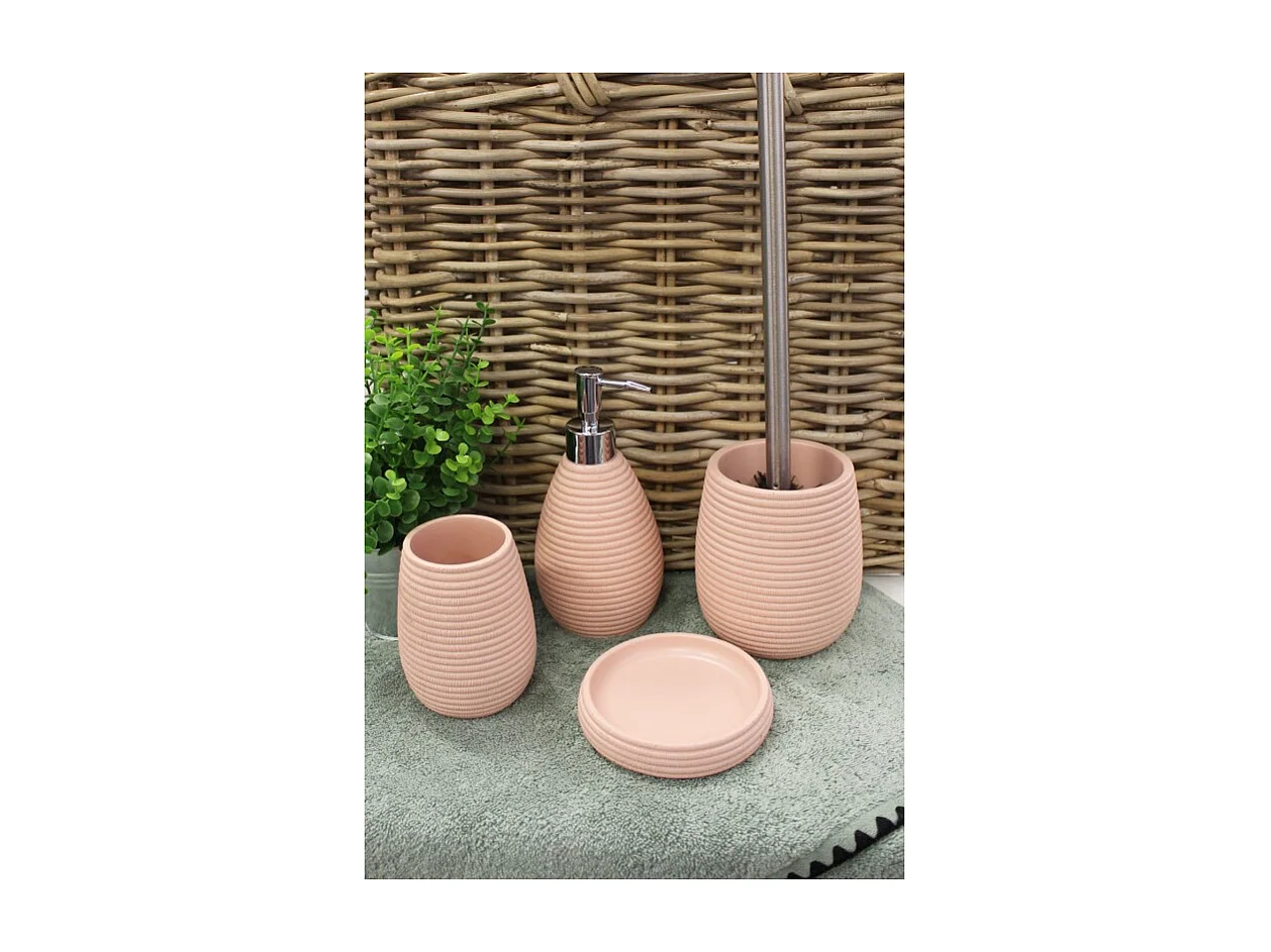 Brosse de toilette ronde rose et tige en métal - SARA