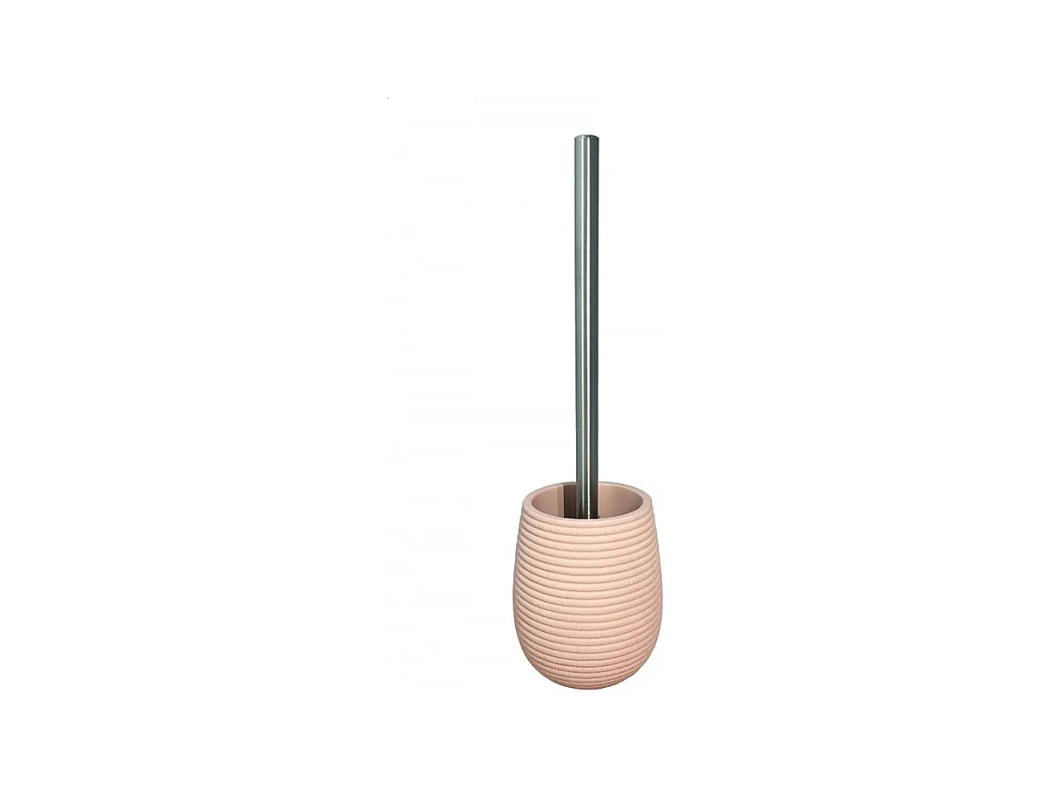 Brosse de toilette ronde rose et tige en métal - SARA