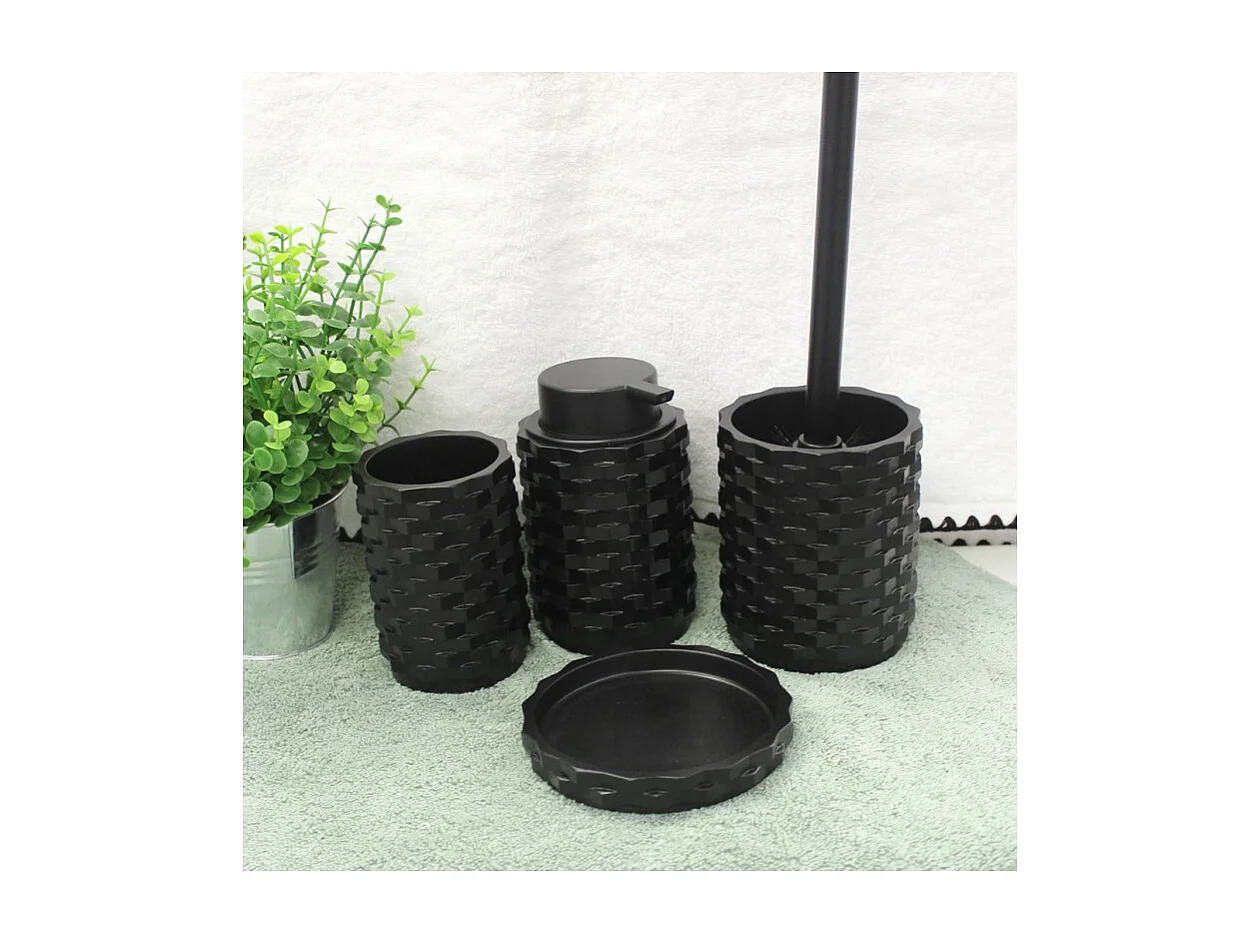 Set 4 accessoires salle de bain noir - WENDY