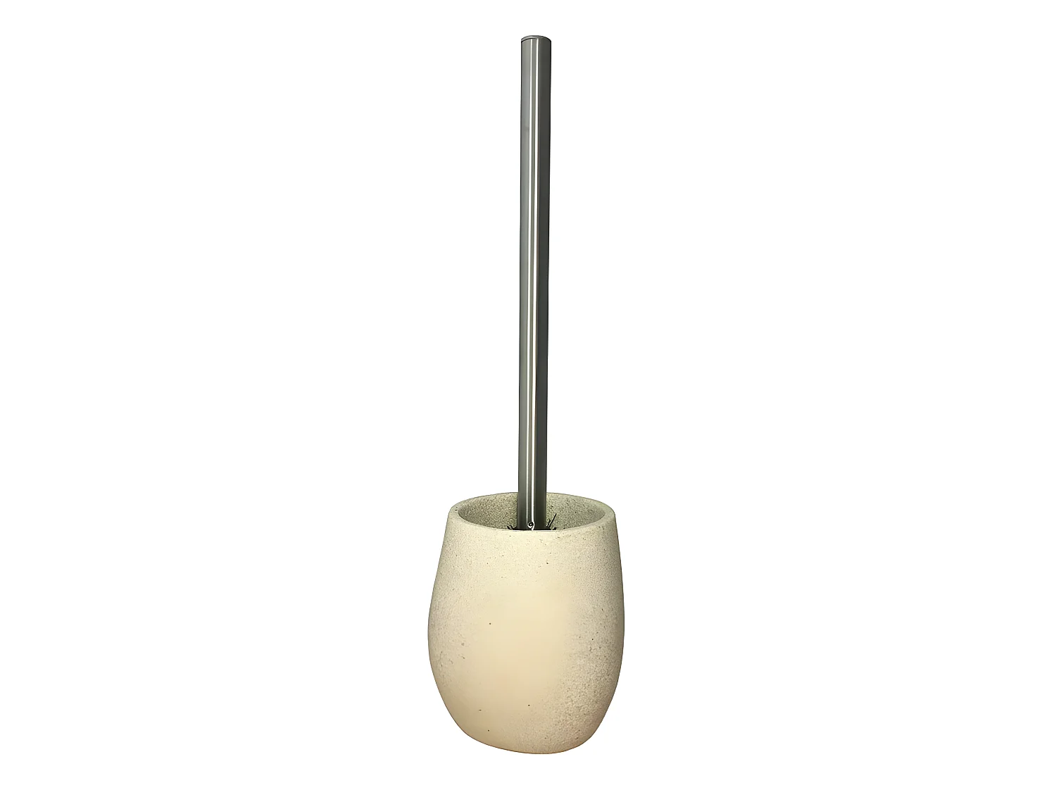 Brosse de toilette aspect galet beige et tige en métal - ELOA