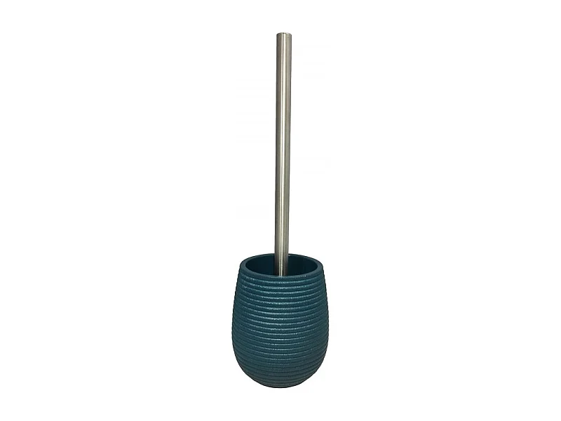 Brosse de toilette ronde bleue et tige en métal - TANIA