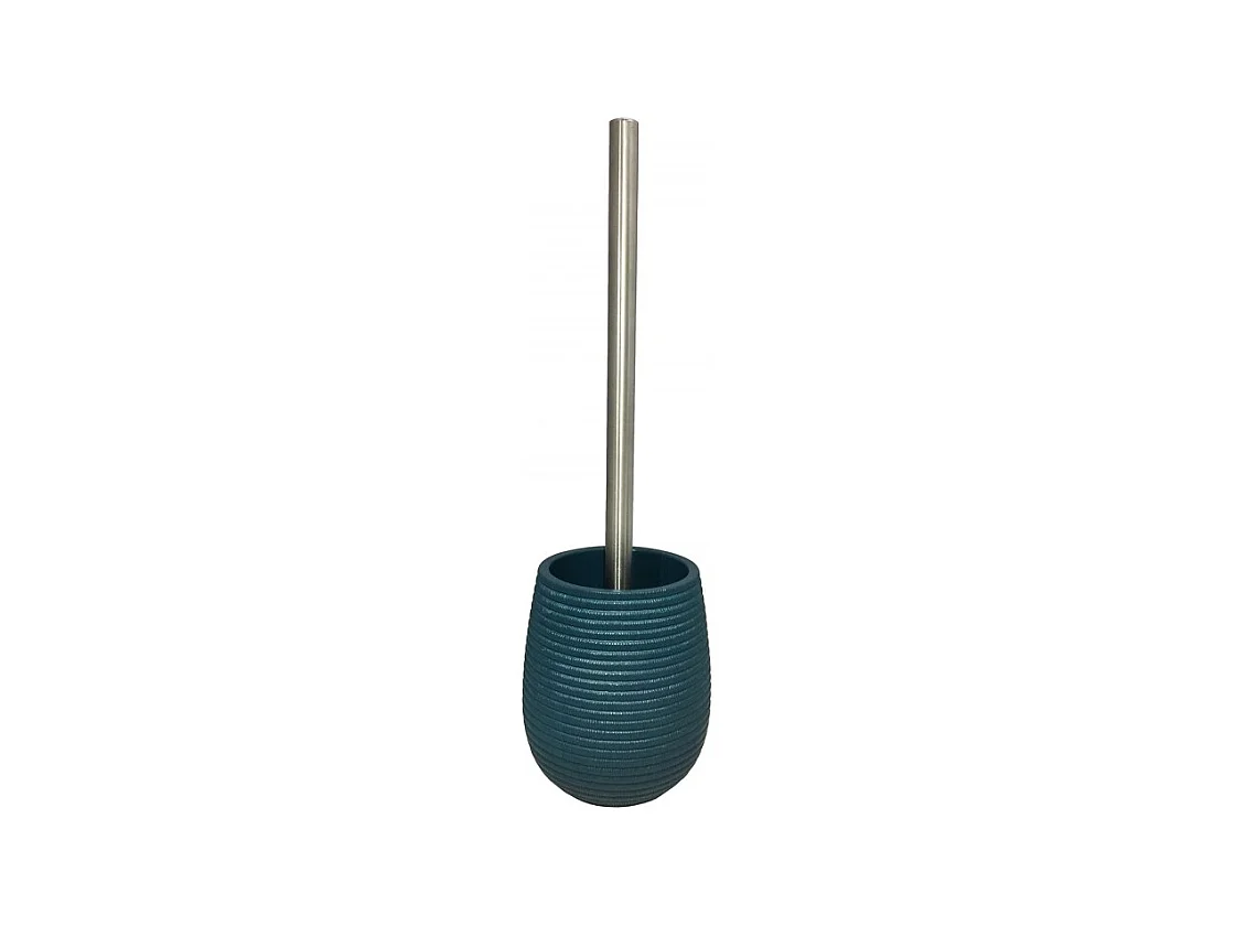 Brosse de toilette ronde bleue et tige en métal - TANIA