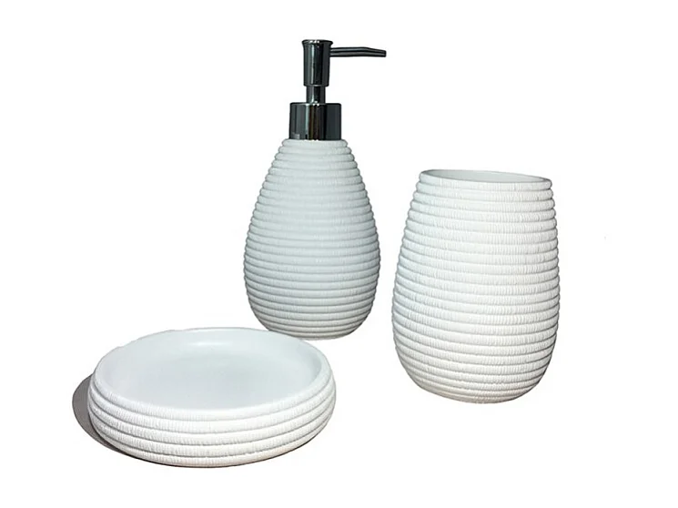 Set 3 accessoires salle de bain blanc - LANA