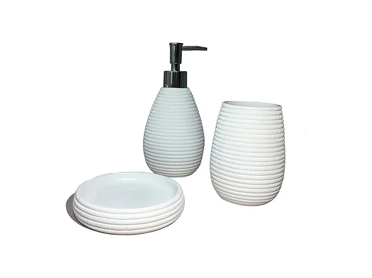 Set 3 accessoires salle de bain blanc - LANA