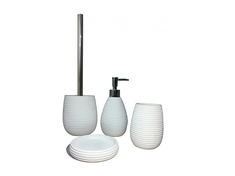 Set 4 accessoires salle de bain blanc - LANA