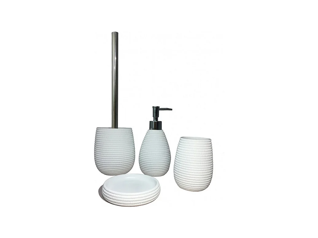 Set 4 accessoires salle de bain blanc - LANA