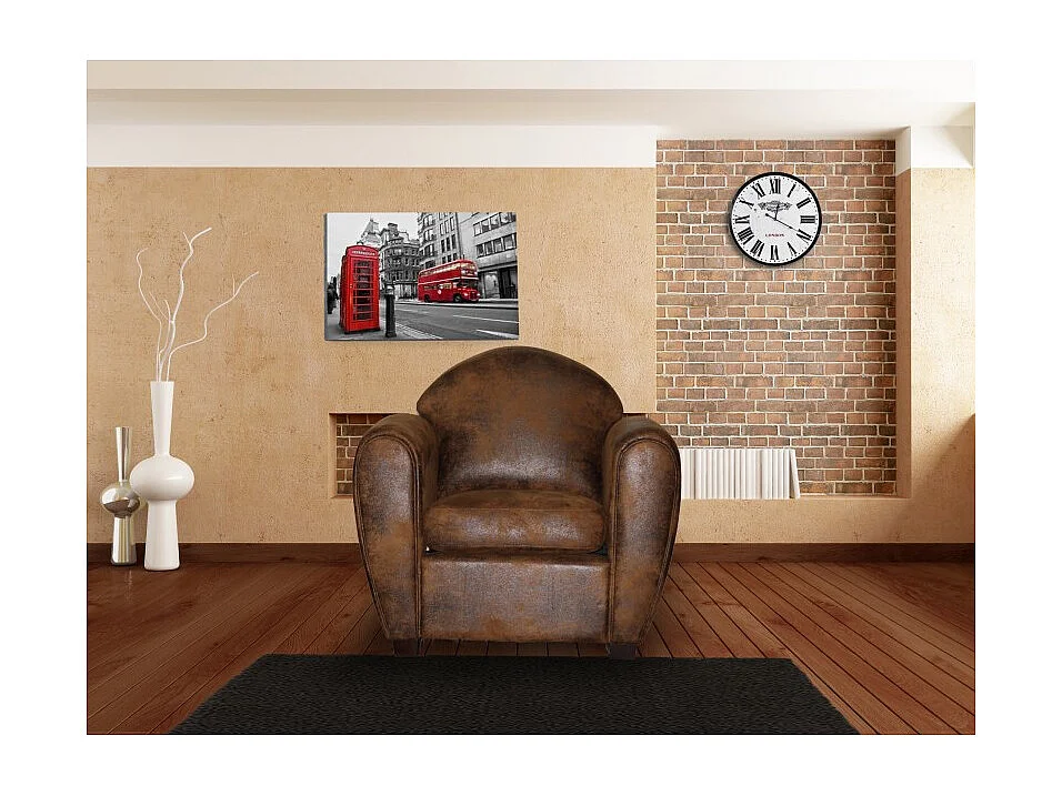 Fauteuil avec accoudoirs simili marron vieilli style club - CUBA