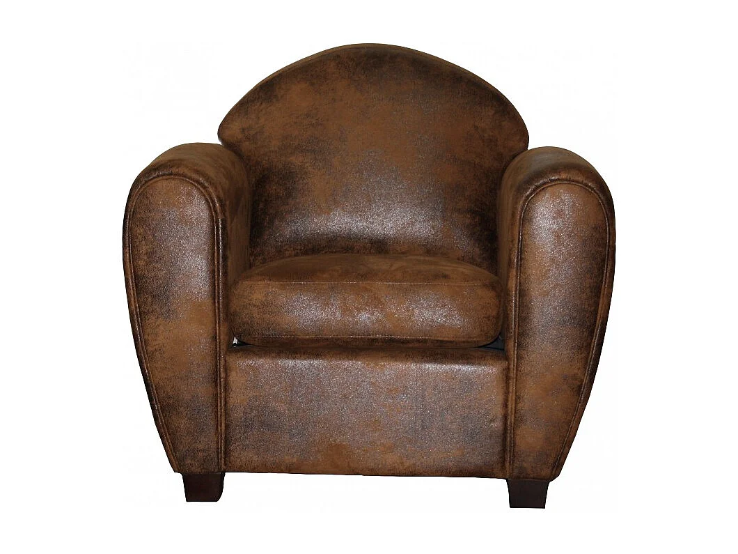 Fauteuil avec accoudoirs simili marron vieilli style club - CUBA