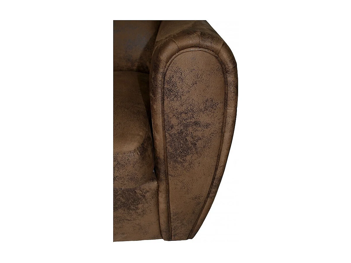 Fauteuil avec accoudoirs simili marron vieilli style club - CUBA