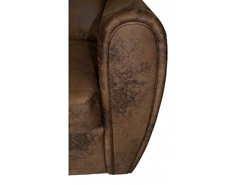 Fauteuil avec accoudoirs simili marron vieilli style club - CUBA