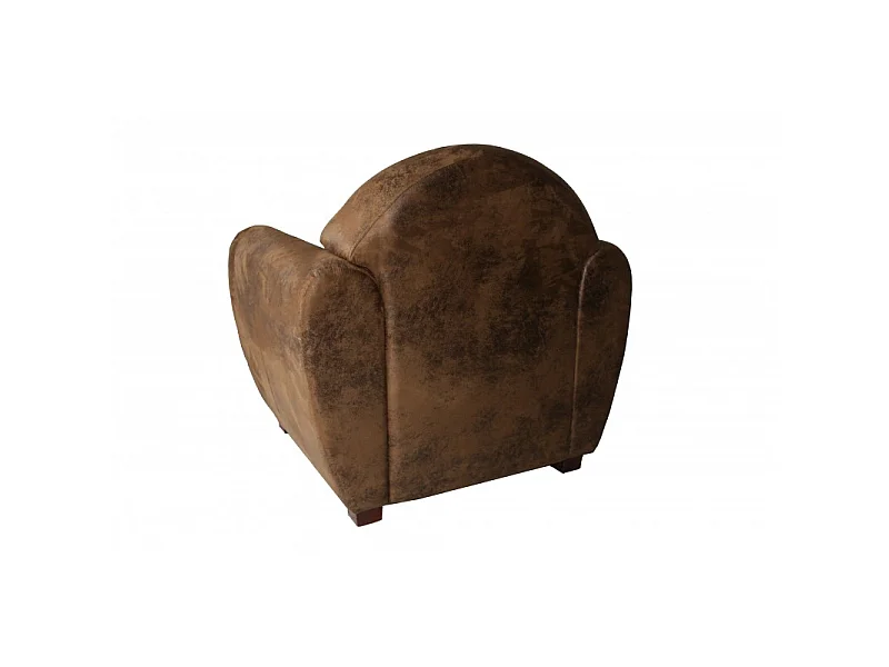 Fauteuil avec accoudoirs simili marron vieilli style club - CUBA