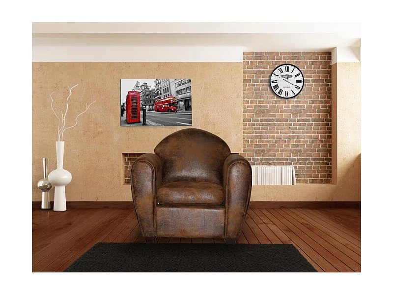 Fauteuil avec accoudoirs simili marron vieilli style club - CUBA