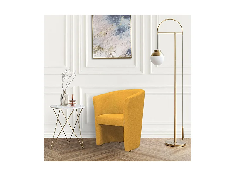 Fauteuil cabriolet en tissu jaune moutarde design contemporain - CABRI