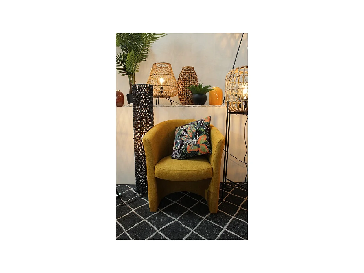 Fauteuil cabriolet en tissu jaune moutarde design contemporain - CABRI