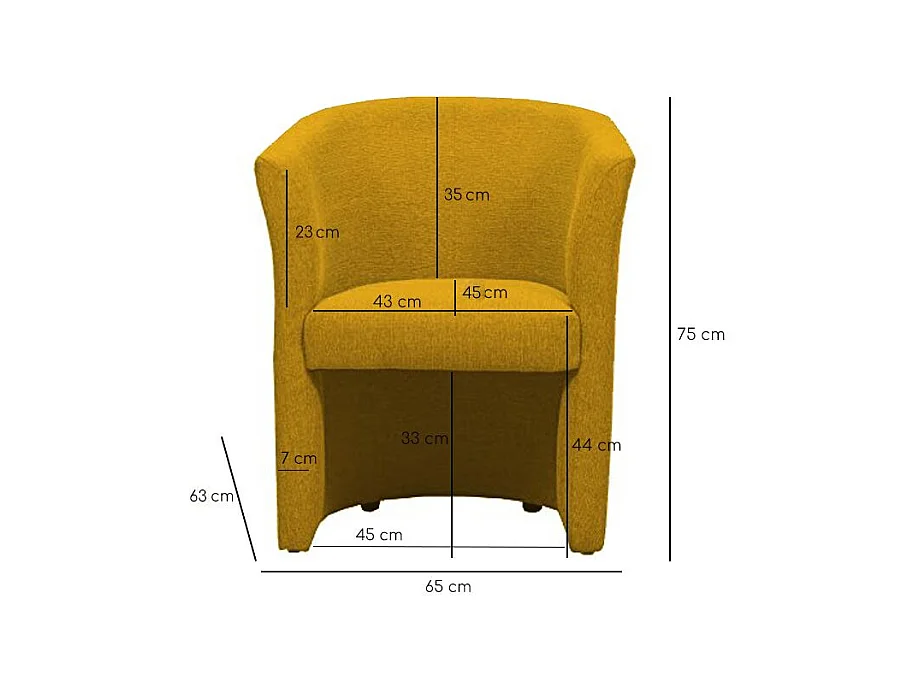 Fauteuil cabriolet en tissu jaune moutarde design contemporain - CABRI
