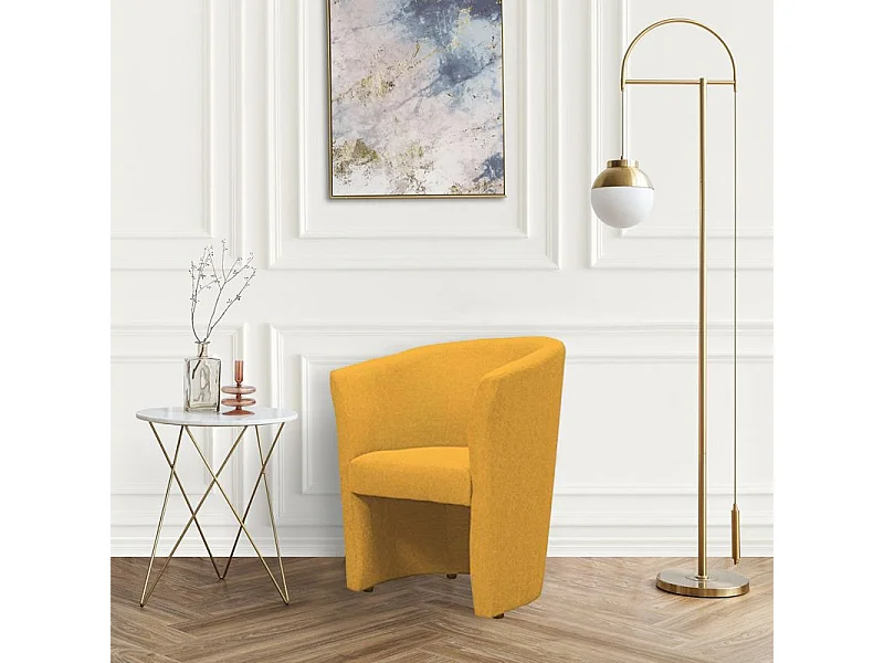 Fauteuil cabriolet en tissu jaune moutarde design contemporain - CABRI