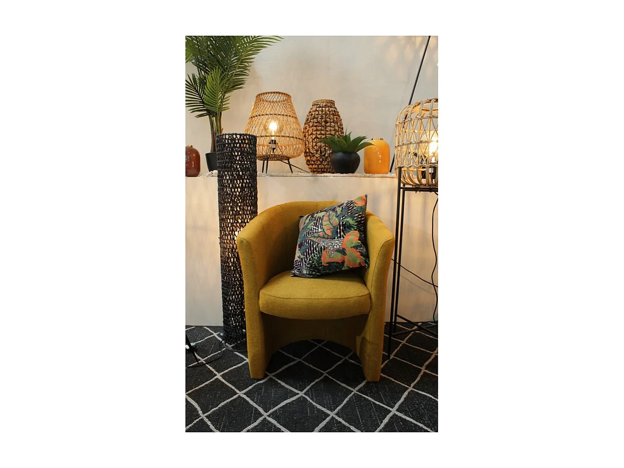 Fauteuil cabriolet en tissu jaune moutarde design contemporain - CABRI