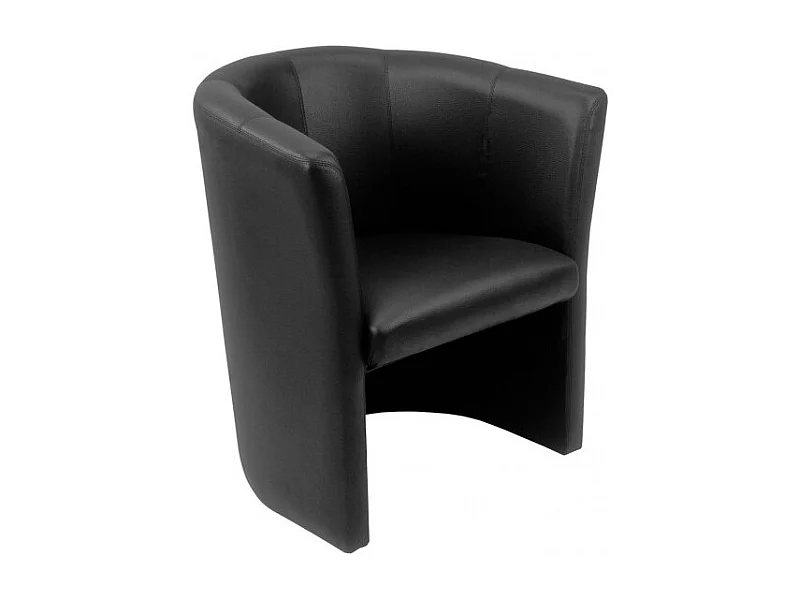 Fauteuil cabriolet arrondi en simili noir design contemporain - CABRI