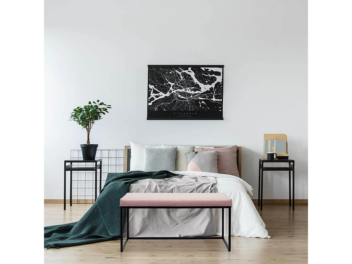 ALESSIA - Banc avec Assise Velours Côtelé Rose