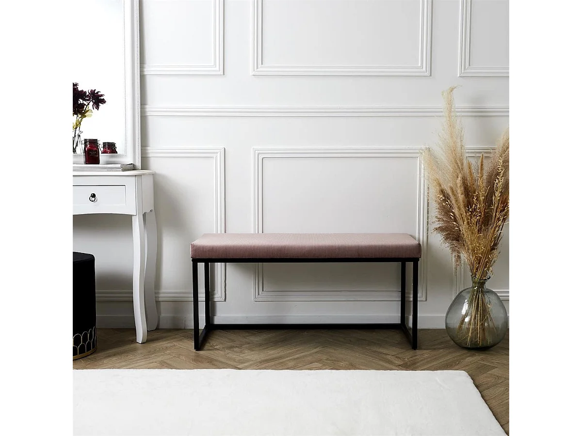 ALESSIA - Banc avec Assise Velours Côtelé Rose