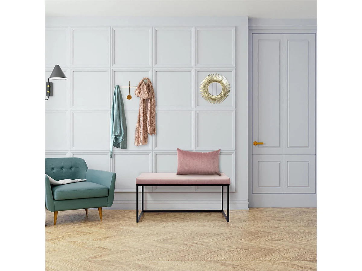 ALESSIA - Banc avec Assise Velours Côtelé Rose