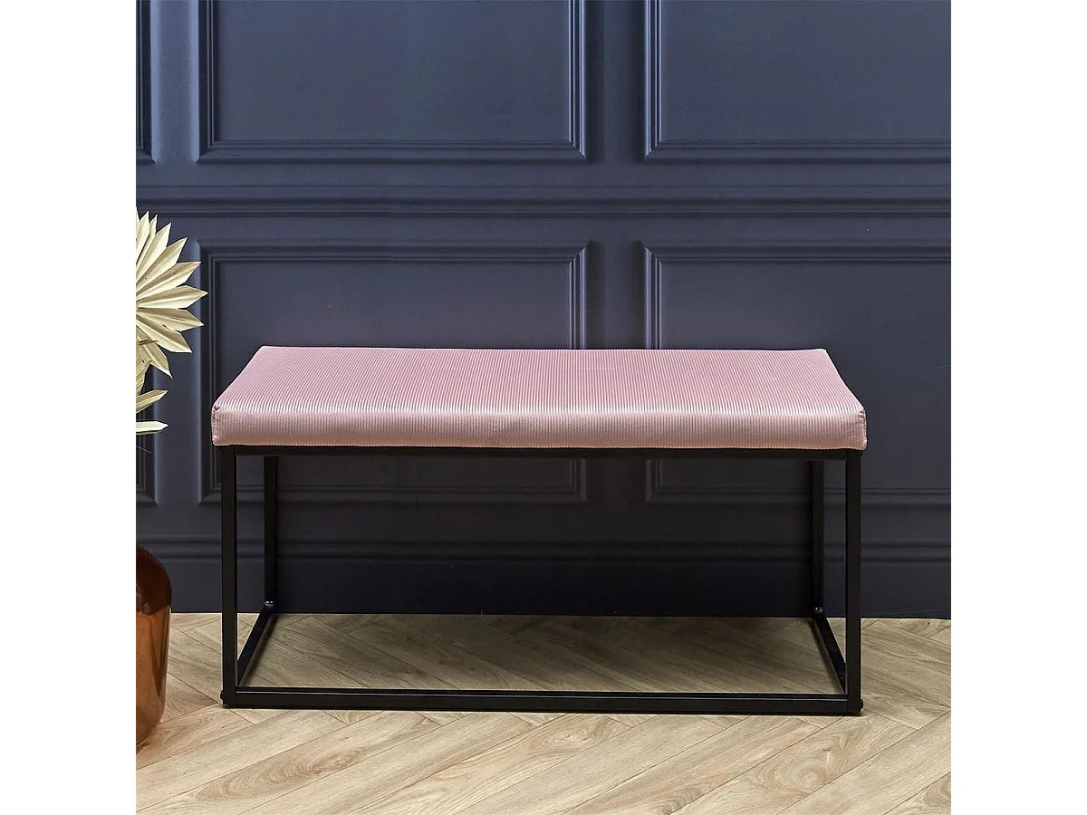 ALESSIA - Banc avec Assise Velours Côtelé Rose