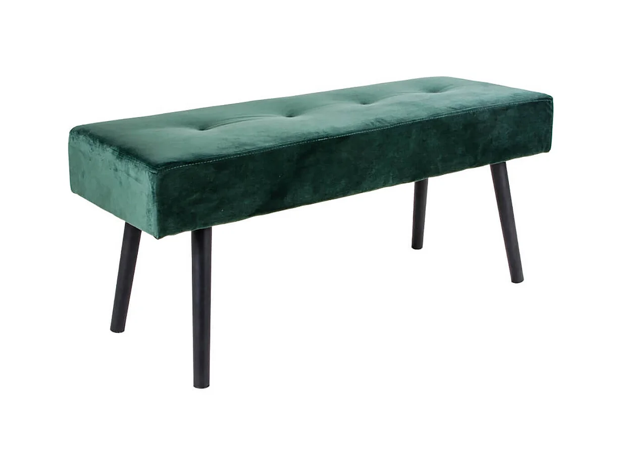 GEMINA - Banc 2 Places Velours Vert Foncé et Pieds Métal