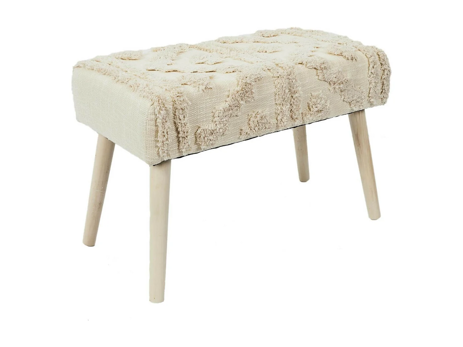 SKULLY - Banc Scandinave Beige Motifs Imitation Fourrure