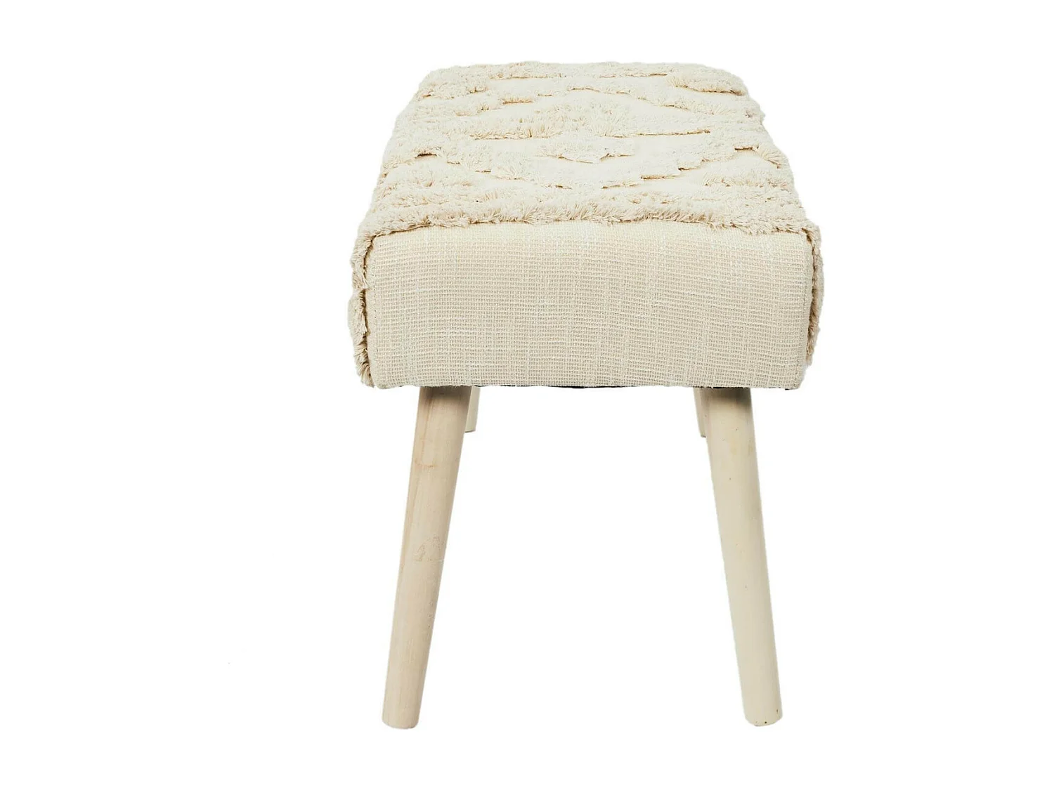 SKULLY - Banc Scandinave Beige Motifs Imitation Fourrure