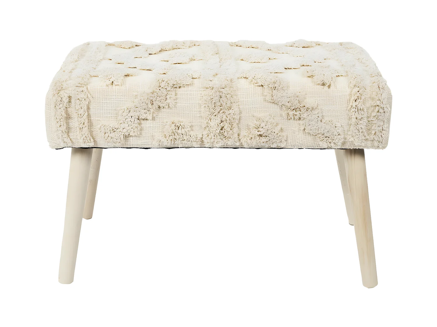 SKULLY - Banc Scandinave Beige Motifs Imitation Fourrure