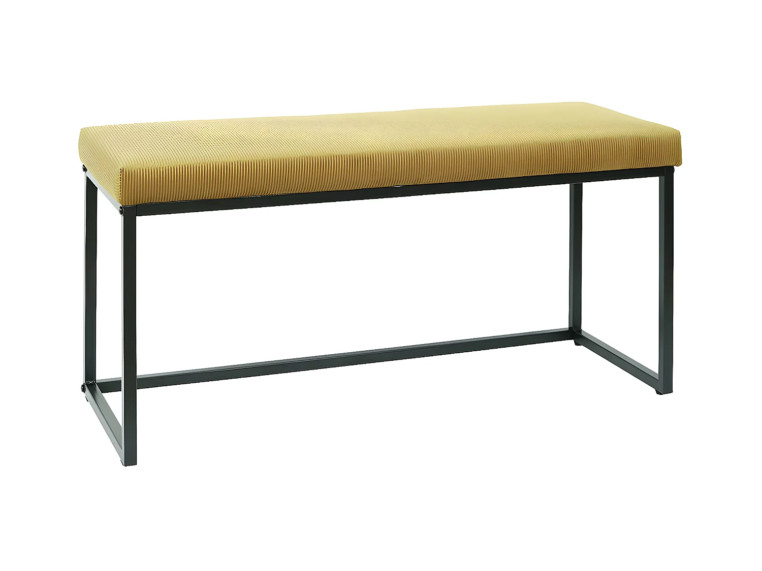 ALESSIA - Banc avec Assise Velours Côtelé Jaune Moutarde