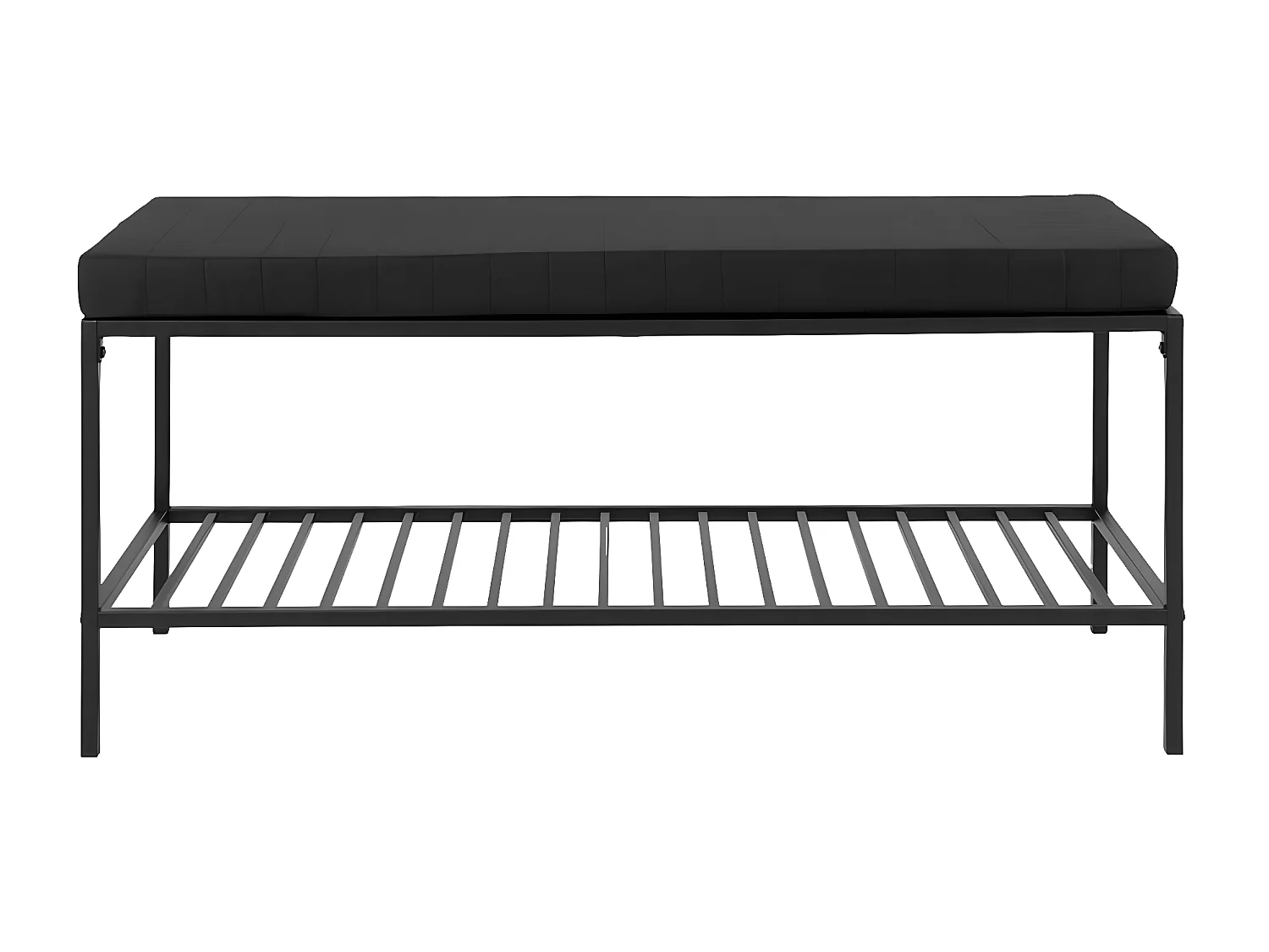 HARALD - Banc d'Entrée 2 Places Acier et Coussins Noirs