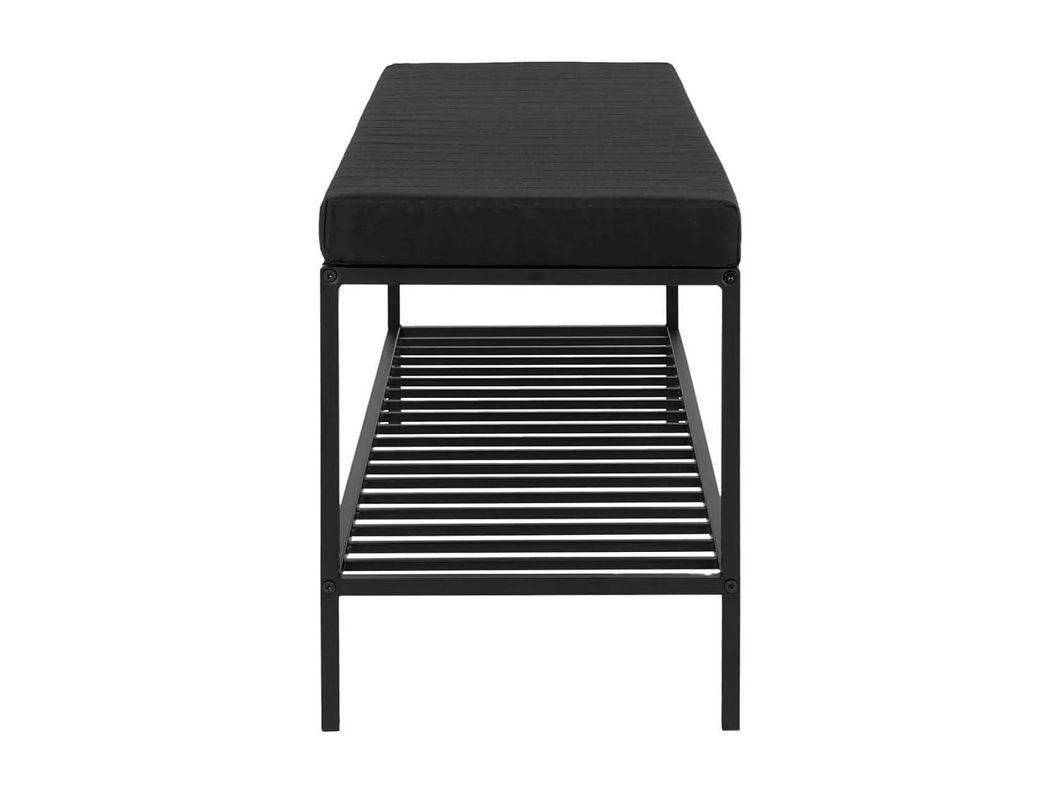 HARALD - Banc d'Entrée 2 Places Acier et Coussins Noirs