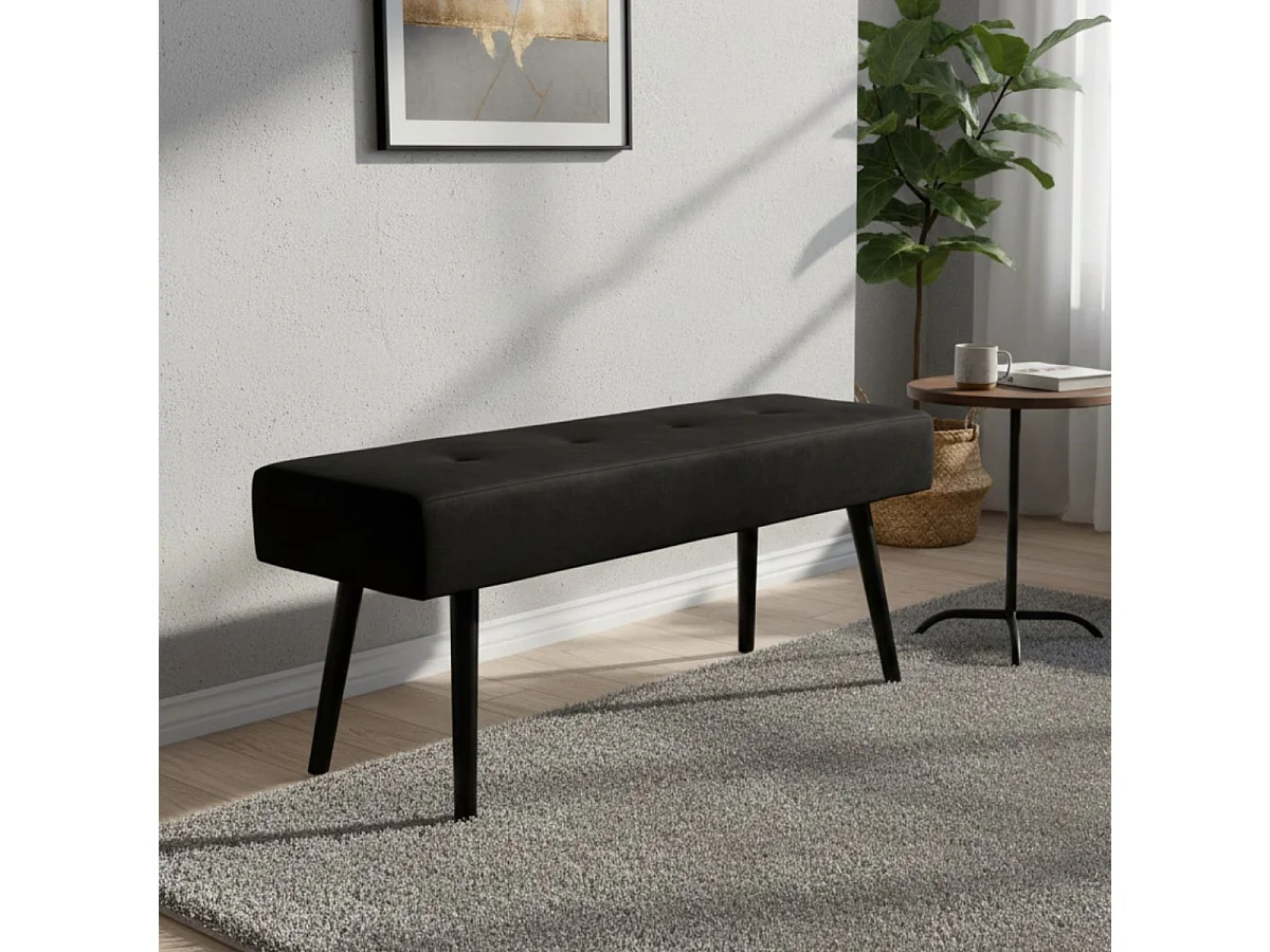 GEMINA - Banc 2 Places Velours Noir et Pieds Métal