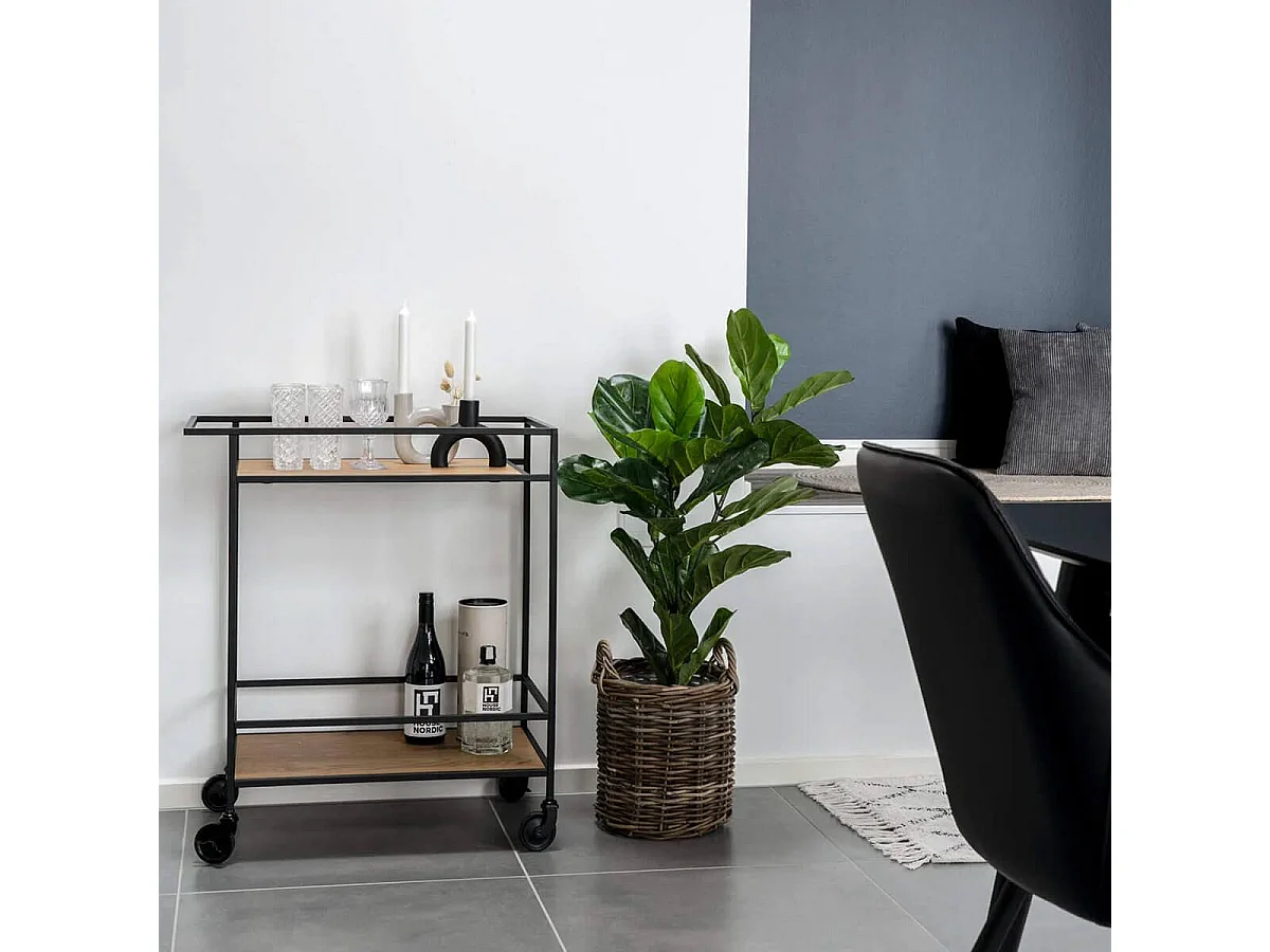 VOLLRAD - Desserte à Roulettes Acier et Bois Aspect Naturel