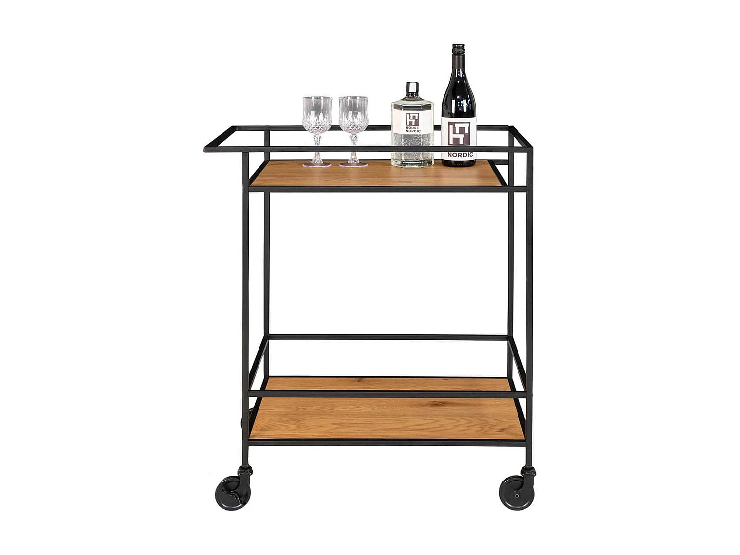 VOLLRAD - Desserte à Roulettes Acier et Bois Aspect Naturel