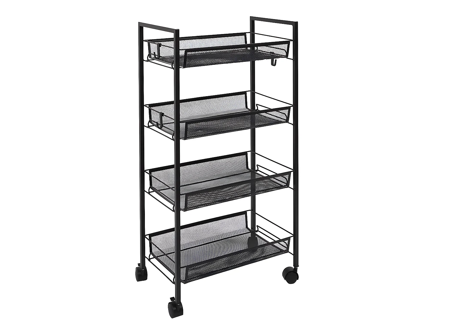 PANIL - Desserte à Roulettes Métallique Noire 4 Niveaux