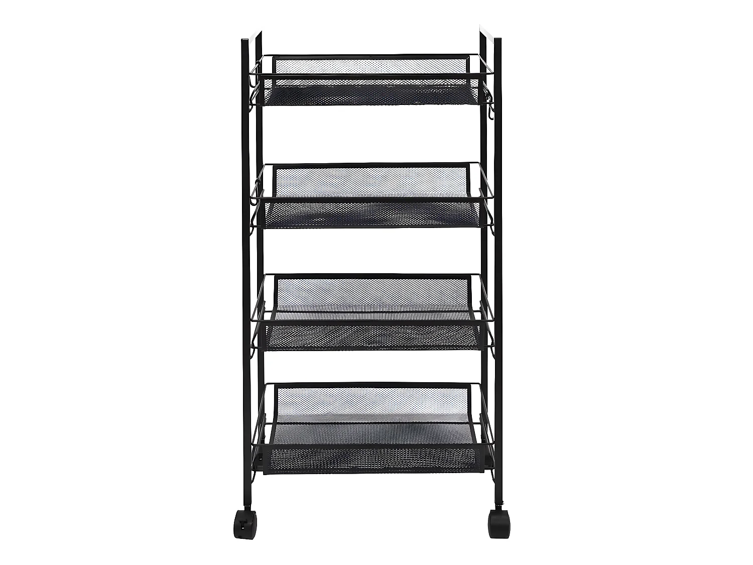 PANIL - Desserte à Roulettes Métallique Noire 4 Niveaux