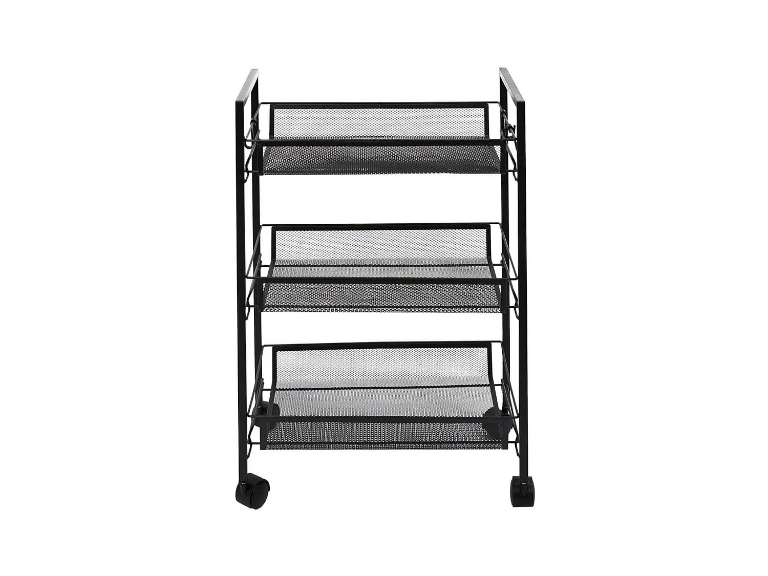 PANIL - Desserte à Roulettes Métallique Noire 3 Niveaux