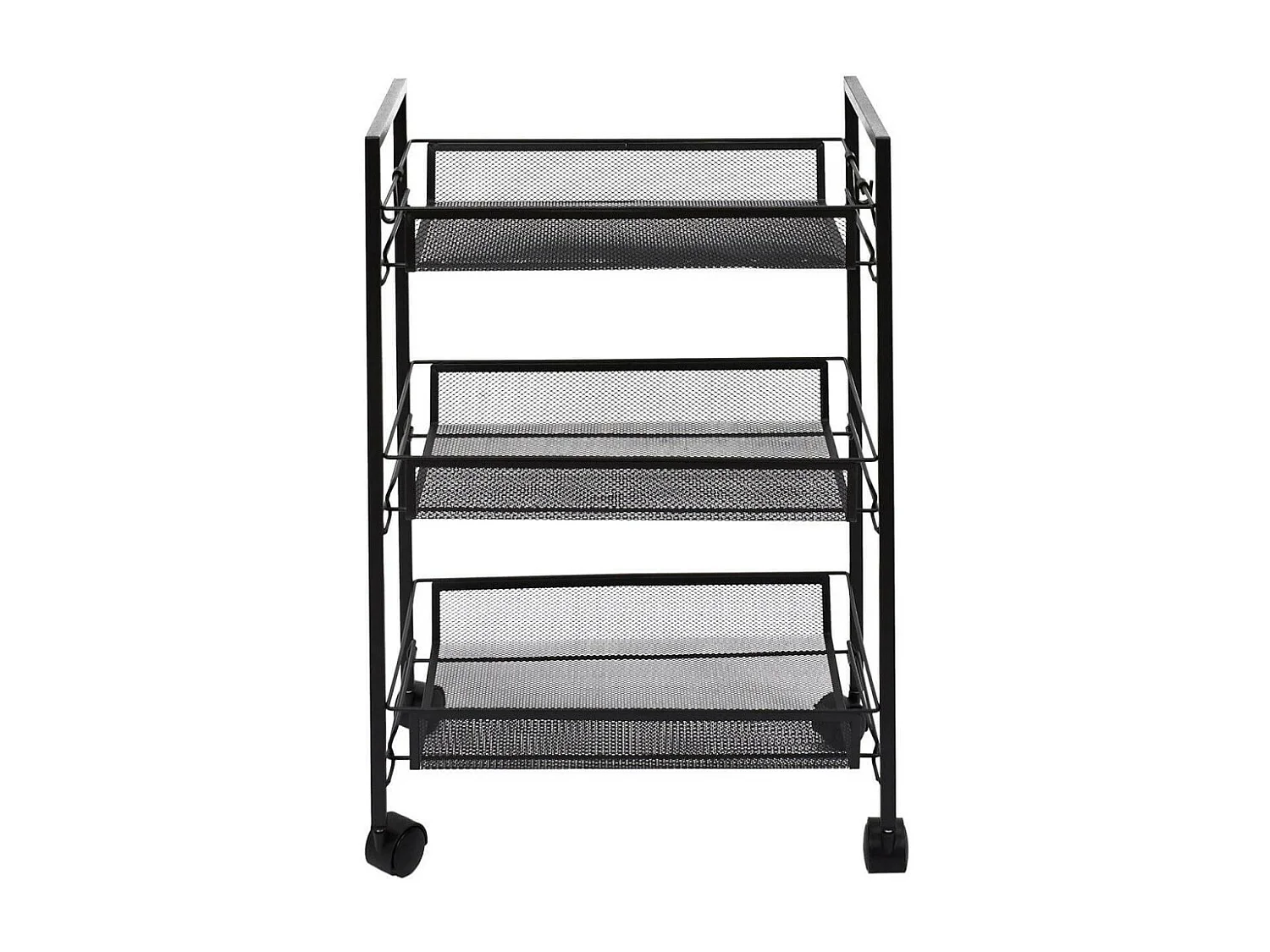 PANIL - Desserte à Roulettes Métallique Noire 3 Niveaux