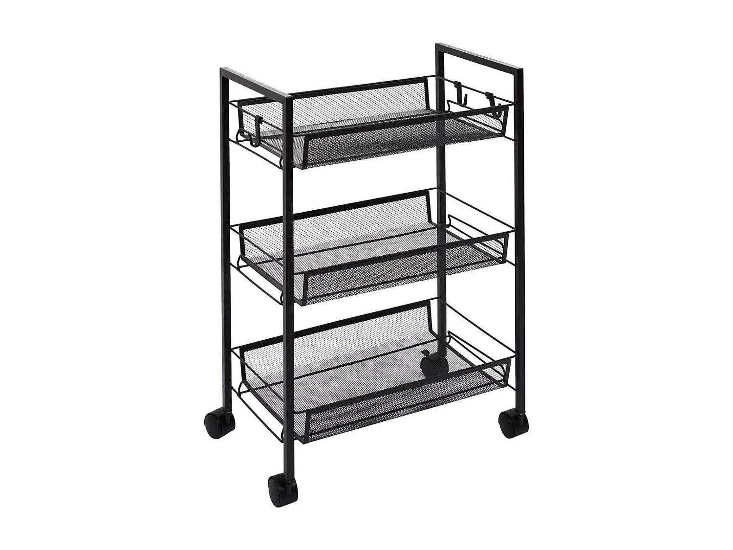 PANIL - Desserte à Roulettes Métallique Noire 3 Niveaux