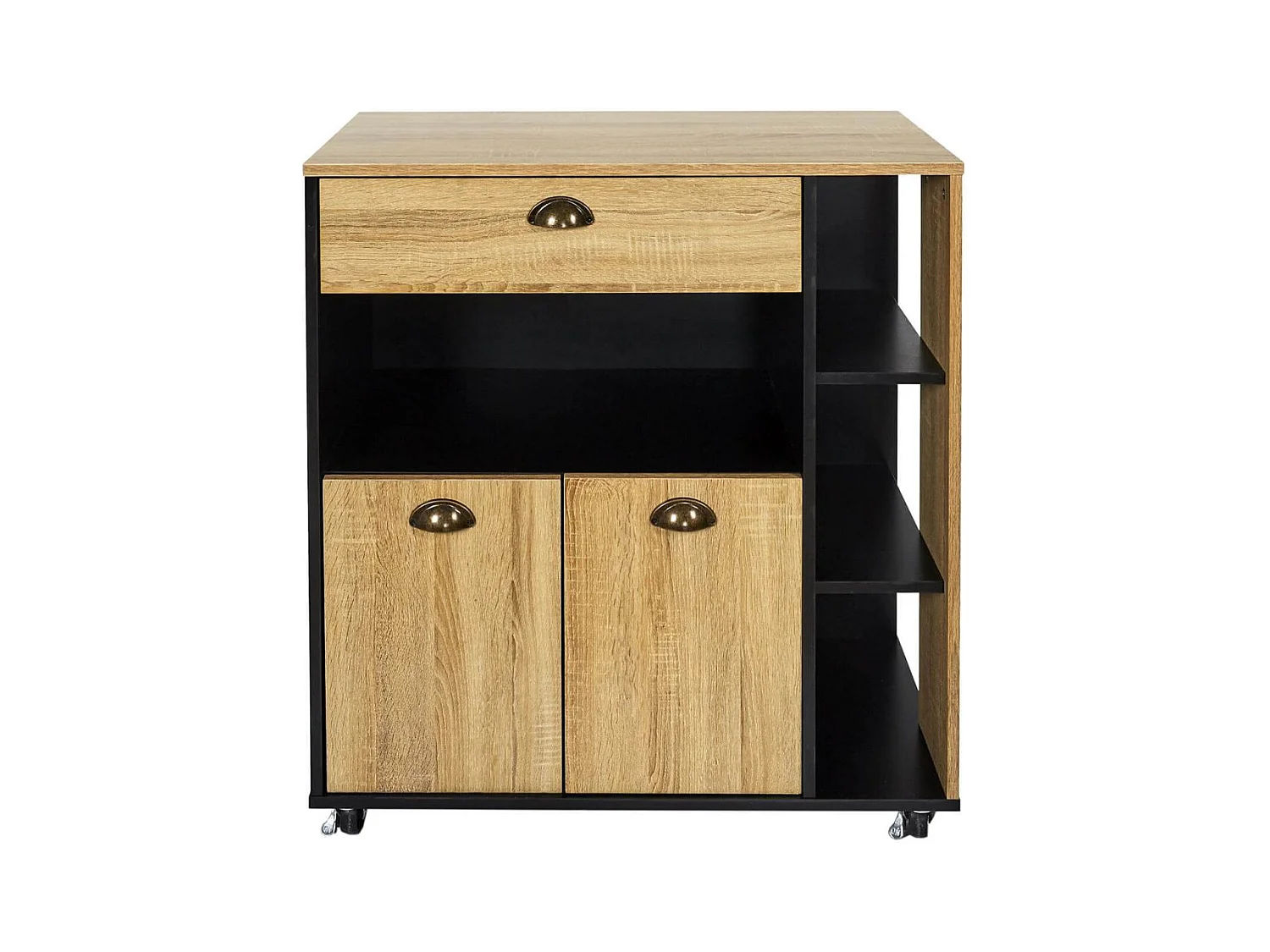 DINAJ - Desserte à Roulettes Multi-Rangement Aspect Bois