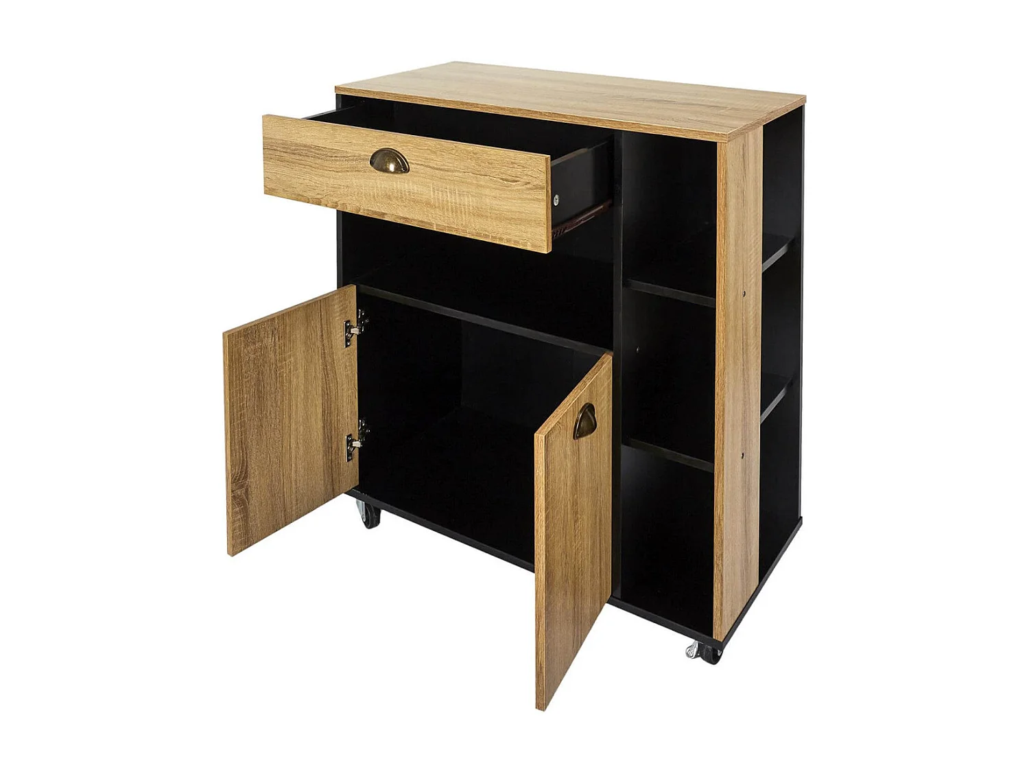 DINAJ - Desserte à Roulettes Multi-Rangement Aspect Bois